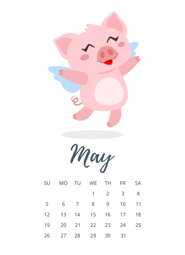 2019年5月カレンダーページpngのイラスト
