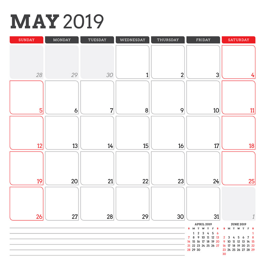 2019年5月のカレンダープランナーのイラストpng イラスト