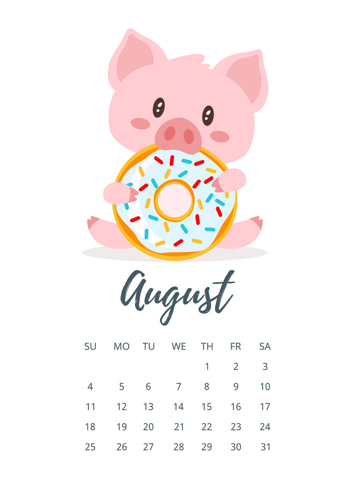 2019年8月のカレンダーページpngイラスト イラスト