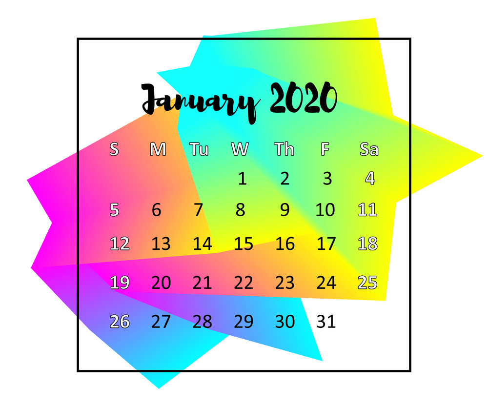 2020年1月カレンダーpngのイラスト イラスト