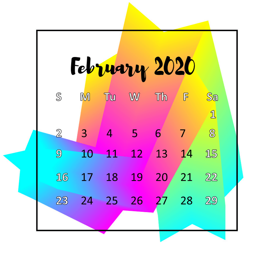 2020年2月カレンダーデザインpngイラスト