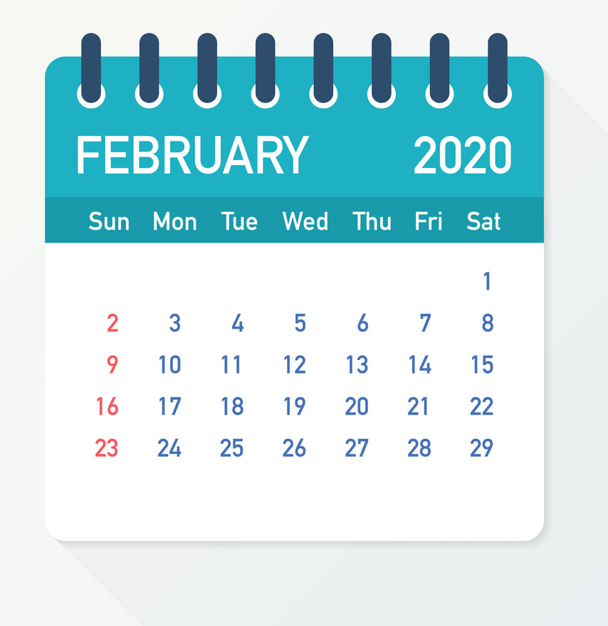2020年2月カレンダーPNGイラスト