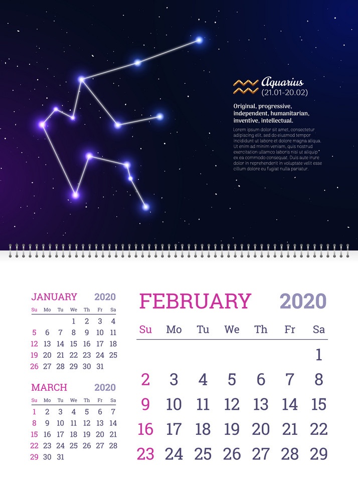 2020 年 2 月の壁掛けカレンダー イラスト イラスト