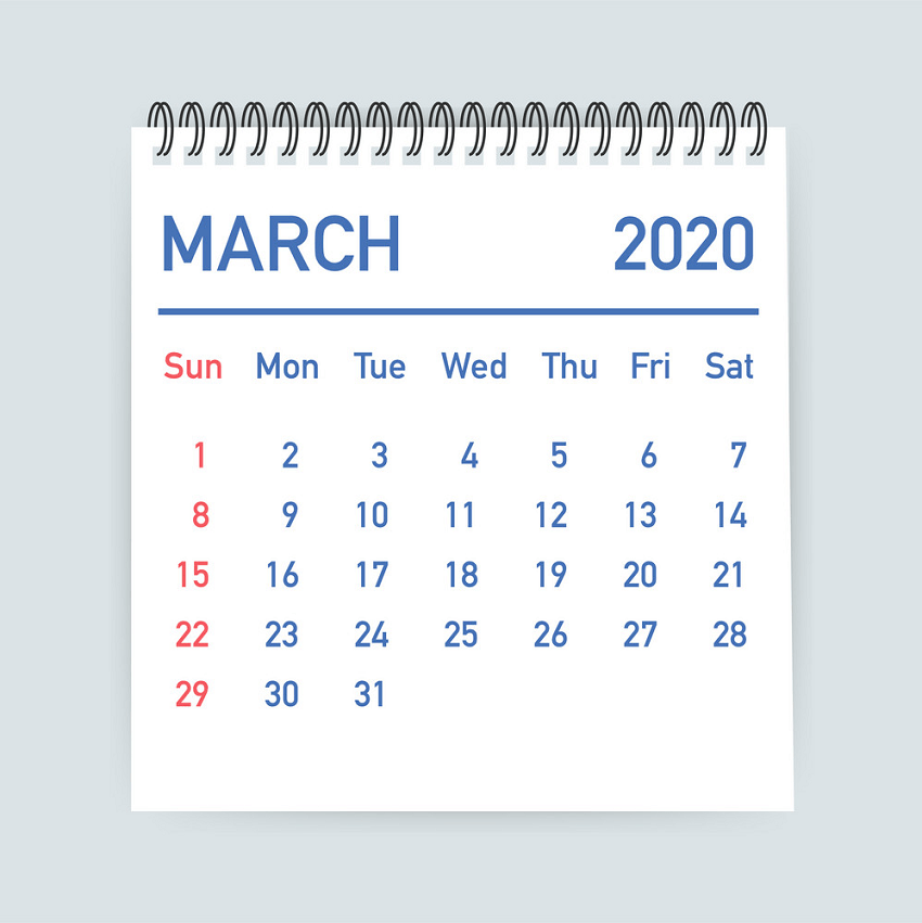 2020年3月カレンダーpngのイラスト