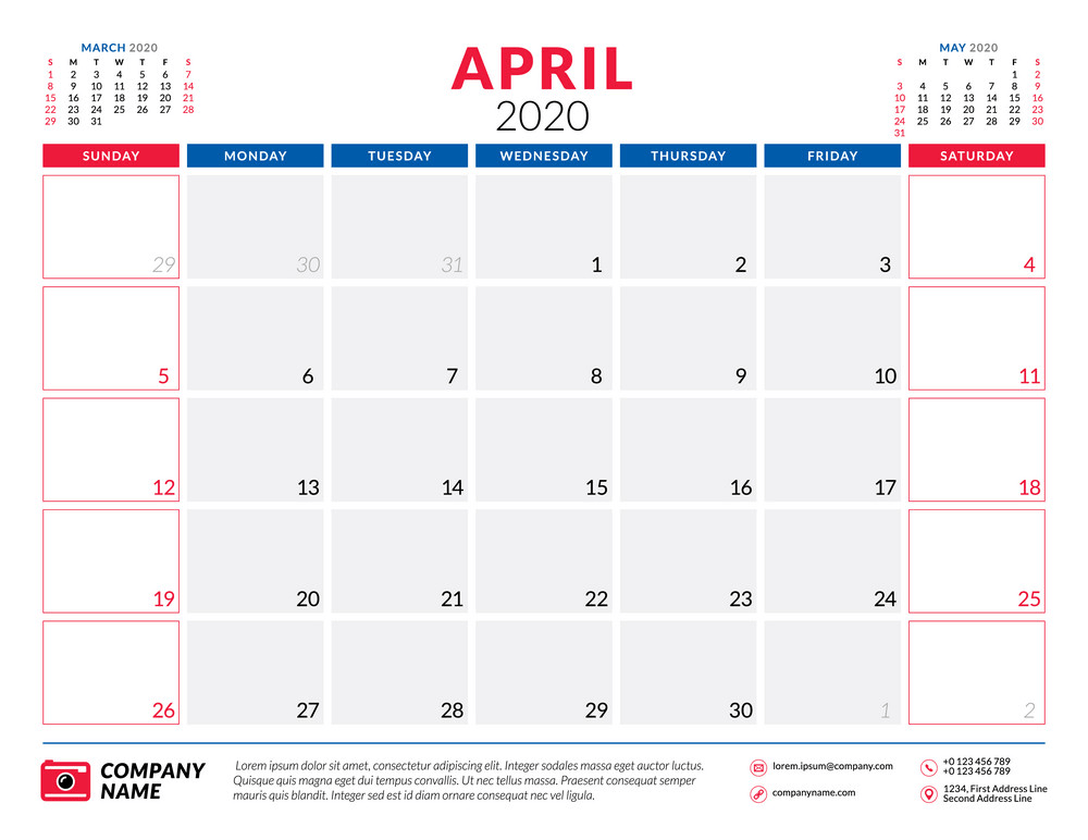 2020年4月カレンダープランナーpngイラスト イラスト