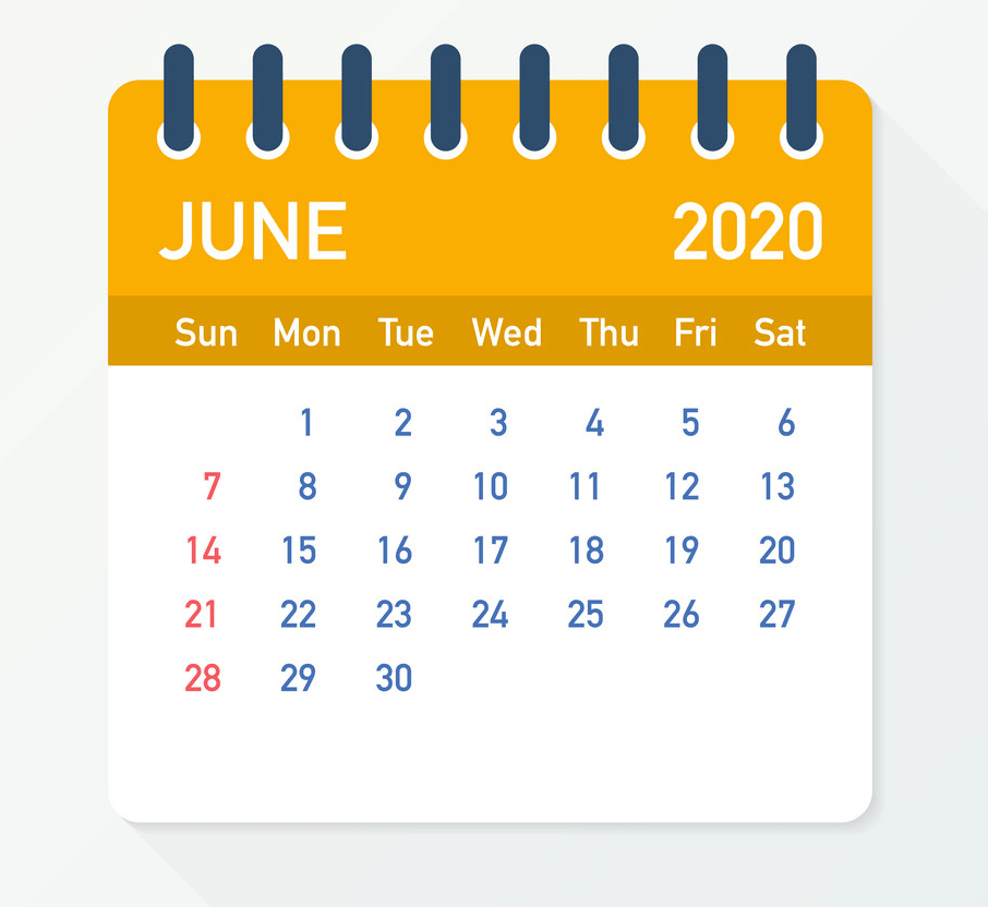 2020年6月カレンダーリーフpngイラスト