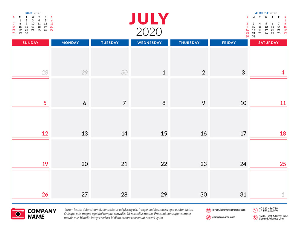 2020年7月カレンダープランナーpngイラスト イラスト