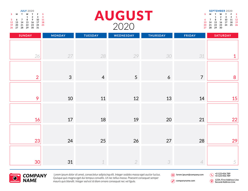 2020年8月カレンダープランナーデザインpngイラスト イラスト