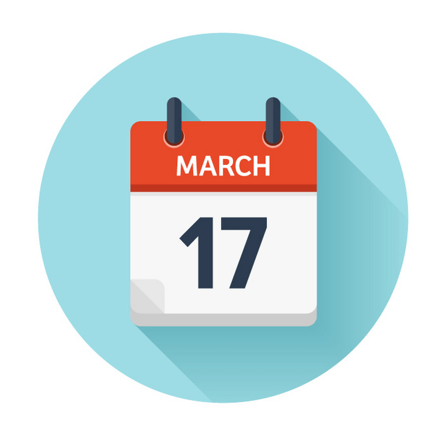 3 月 17 日のフラット日めくりカレンダー アイコン PNG のイラスト