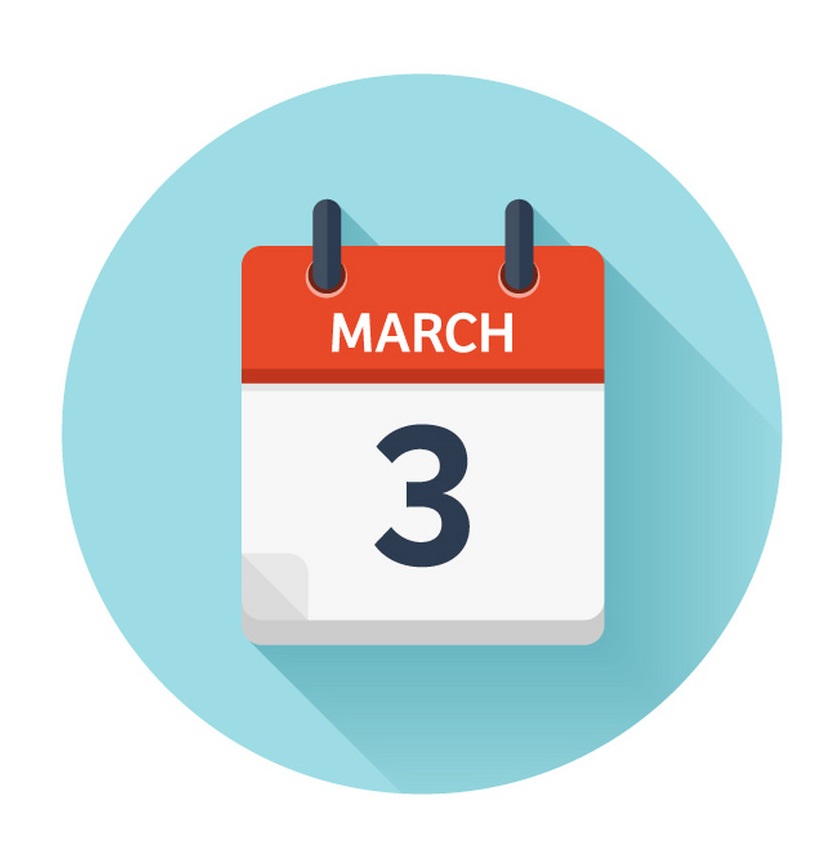3 月フラット日めくりカレンダー アイコンのイラスト