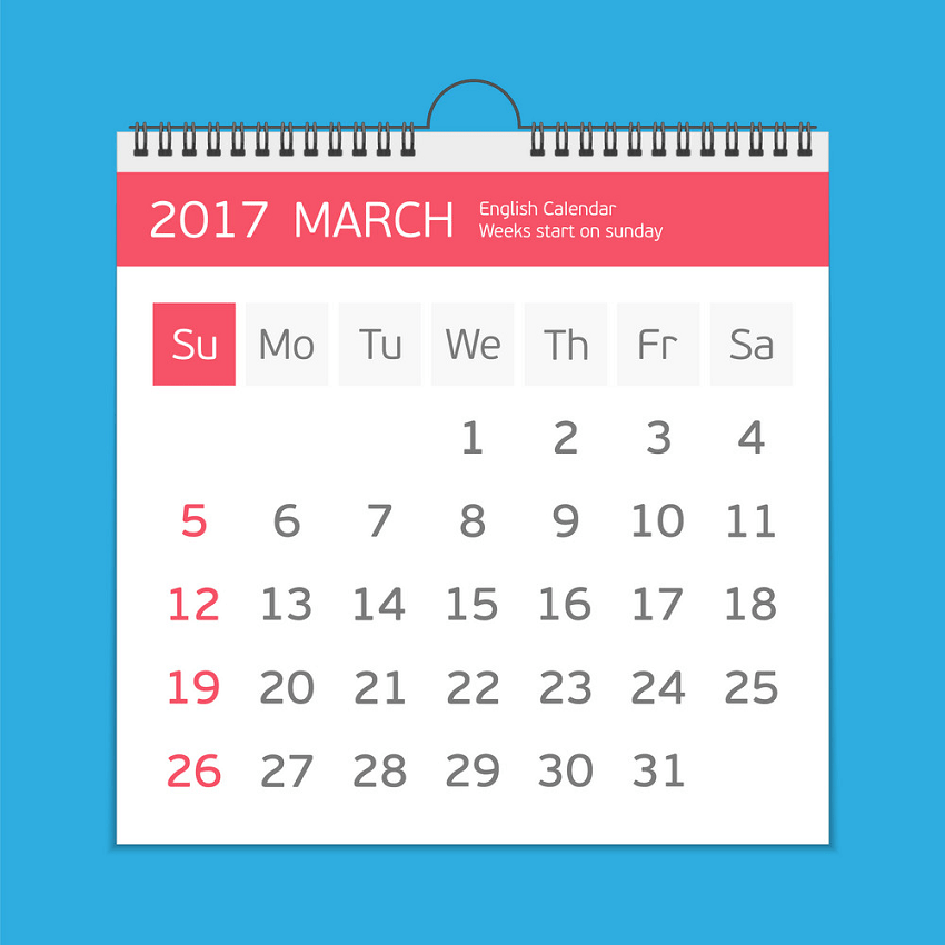 3月カレンダーテンプレートpngのイラスト