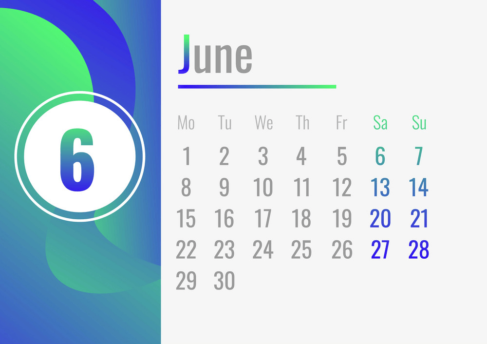 6 月カレンダー 2020 コンセプト バナー PNG のイラスト