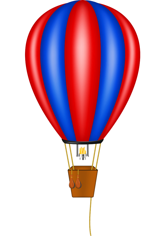 赤と青の熱気球のイラスト PNG 無料