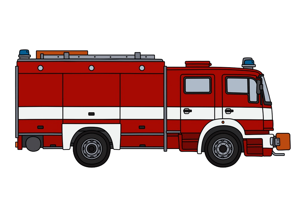 赤と白の消防車のイラスト PNG 透過 イラスト