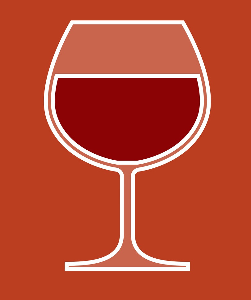 赤い背景のイラストのワイングラス