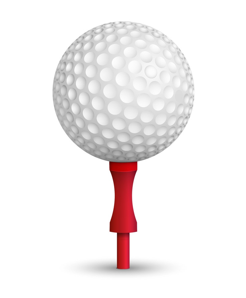 赤いスタンドにゴルフ ボールのイラスト