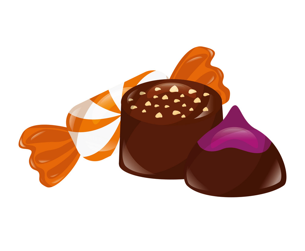 甘いチョコレートボンボンとキャンディーのイラストpng