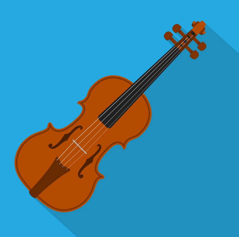 青の背景にヴァイオリンのアイコンのイラスト イラスト
