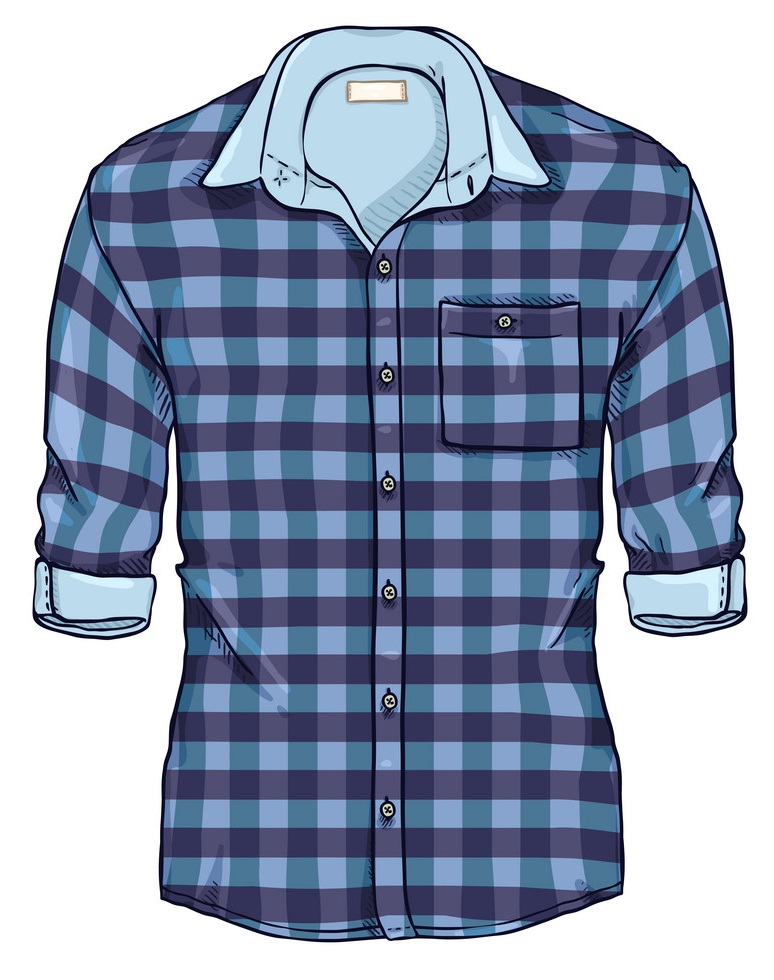 青い市松模様の男性シャツのイラスト イラスト