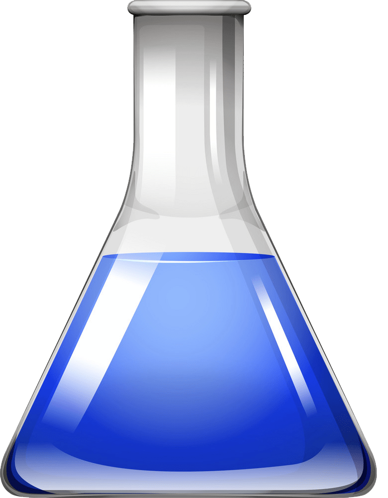 ビーカーの中の青い液体のイラストpng透明