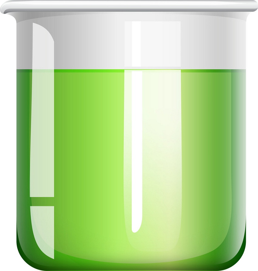 ビーカーの中の緑色の液体を図示します イラスト