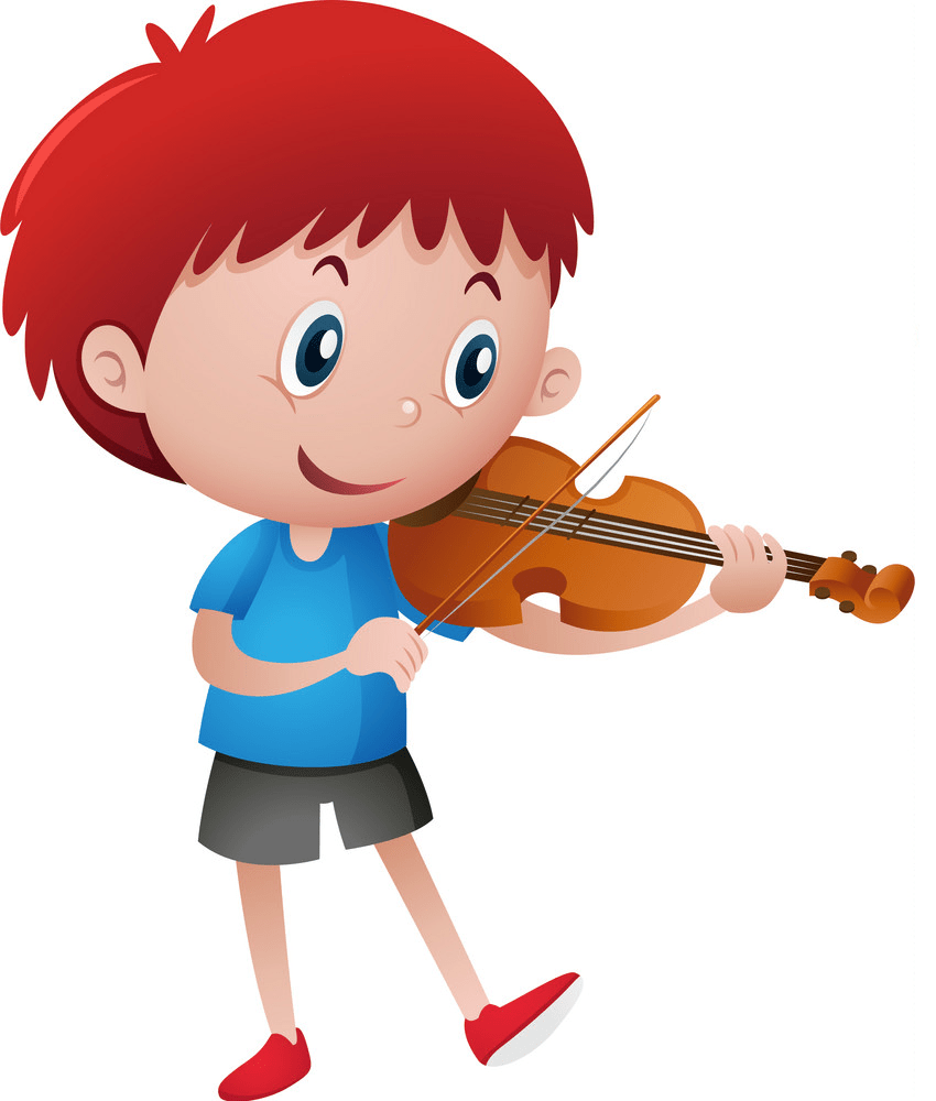 バイオリンを弾いている小さな男の子のイラスト png イラスト