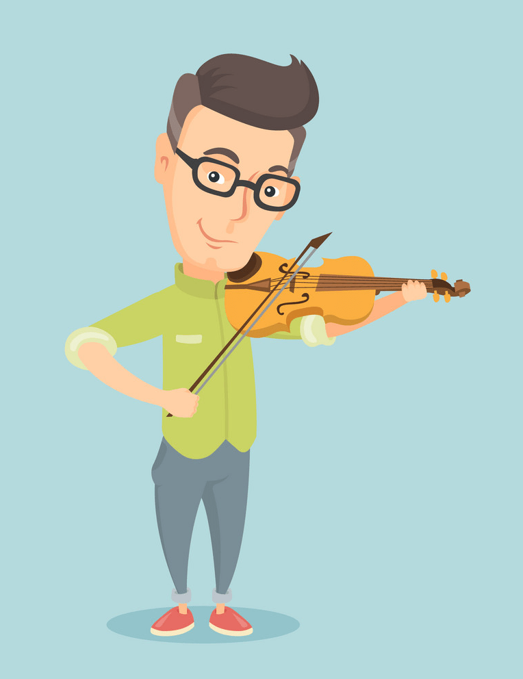 バイオリンを弾いている男性のイラストpng