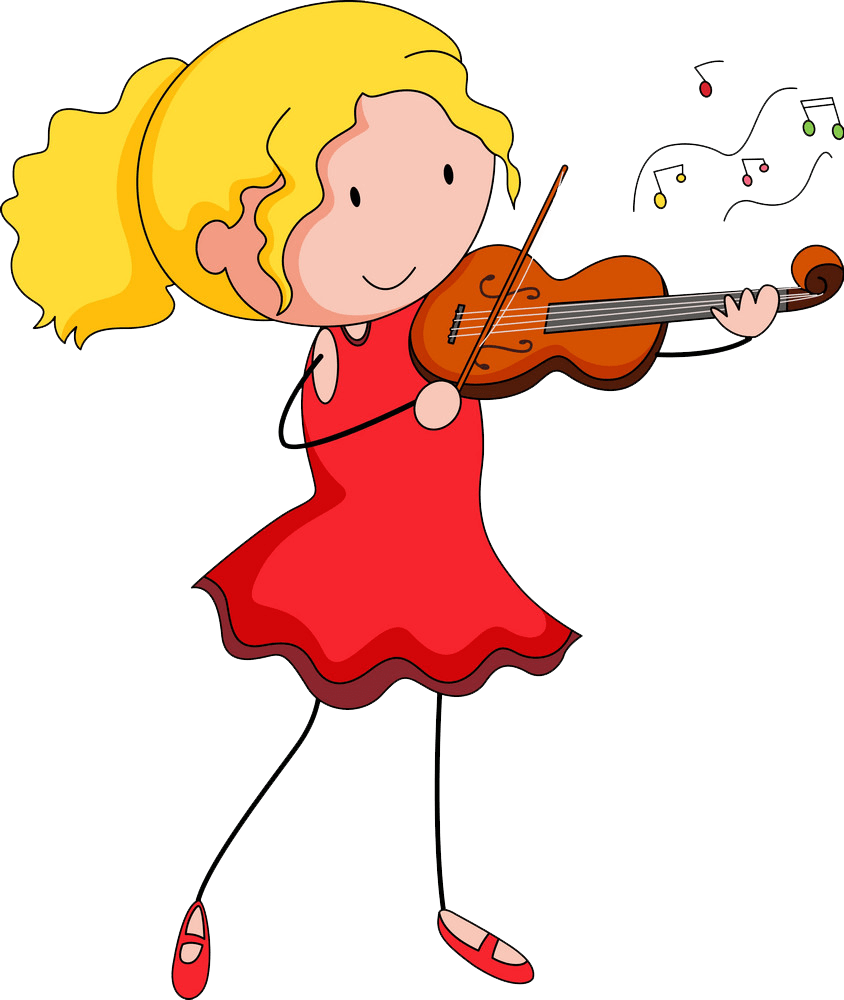 バイオリンを弾いている女の子のイラストPNG透過