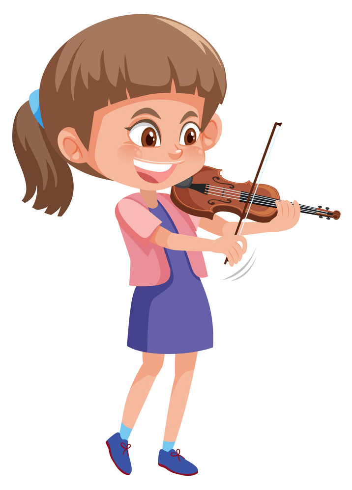 バイオリンを弾いている幸せな女の子のイラスト png