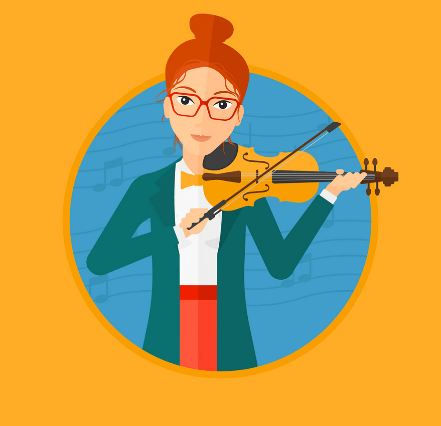 バイオリンを弾く女性のイラストpng 2
