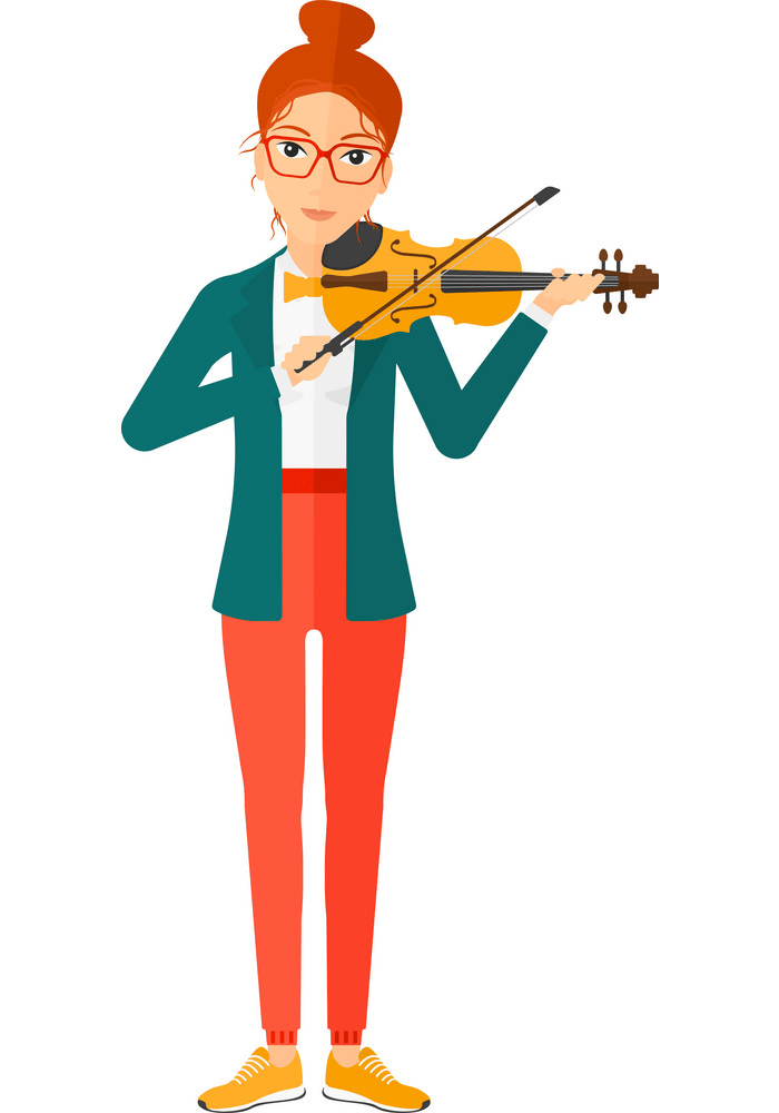バイオリンを弾く女性のイラストpng