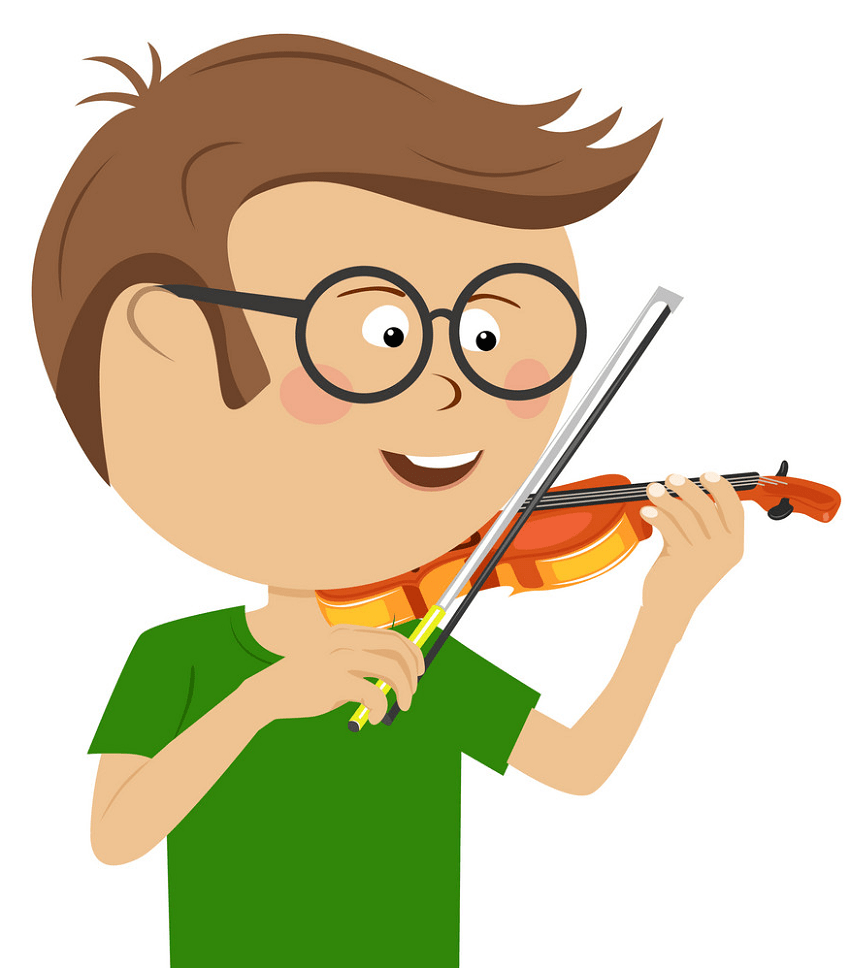 バイオリンを弾くオタク少年 png イラスト