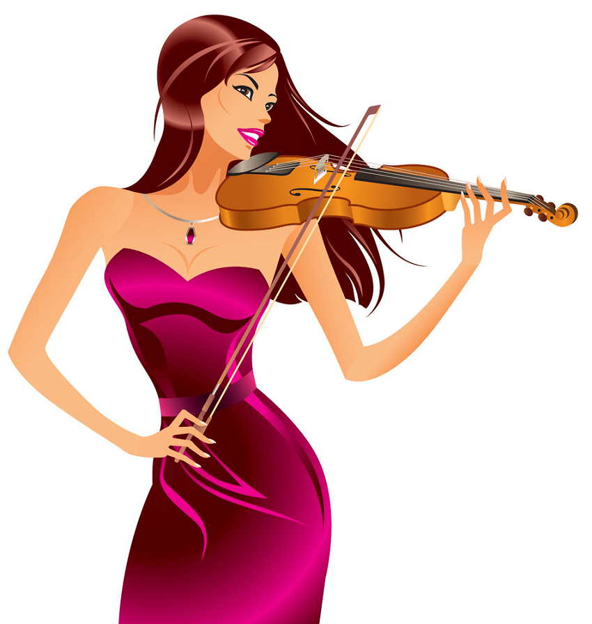 バイオリンを弾く美しい女性のイラストpng イラスト