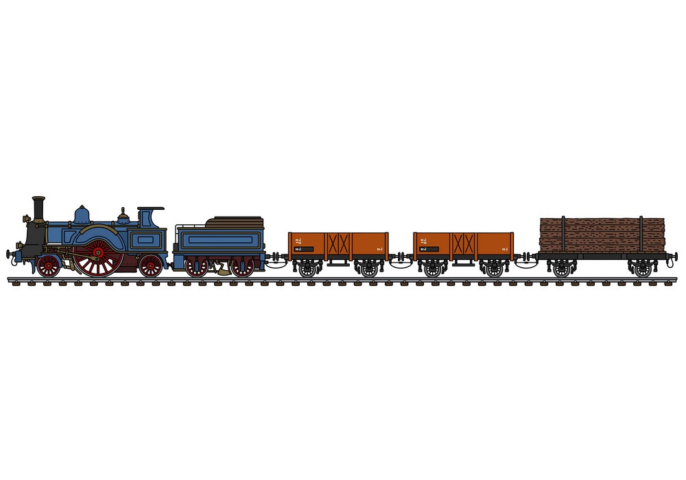 ビンテージ蒸気貨物列車のイラスト イラスト
