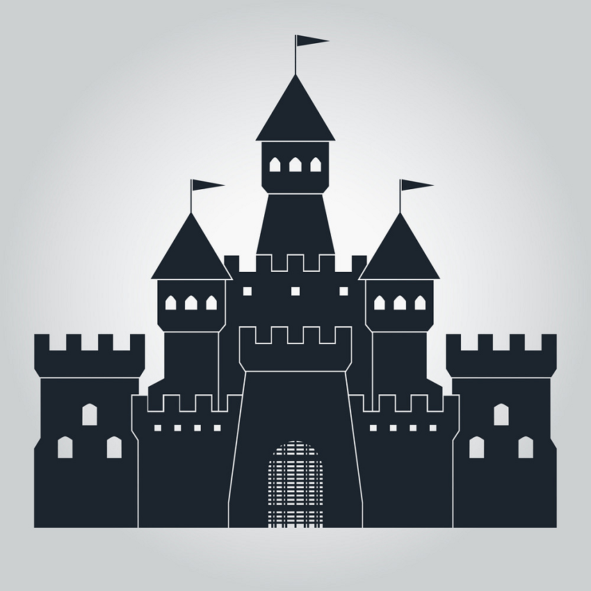 中世の城のシルエット PNG イラスト