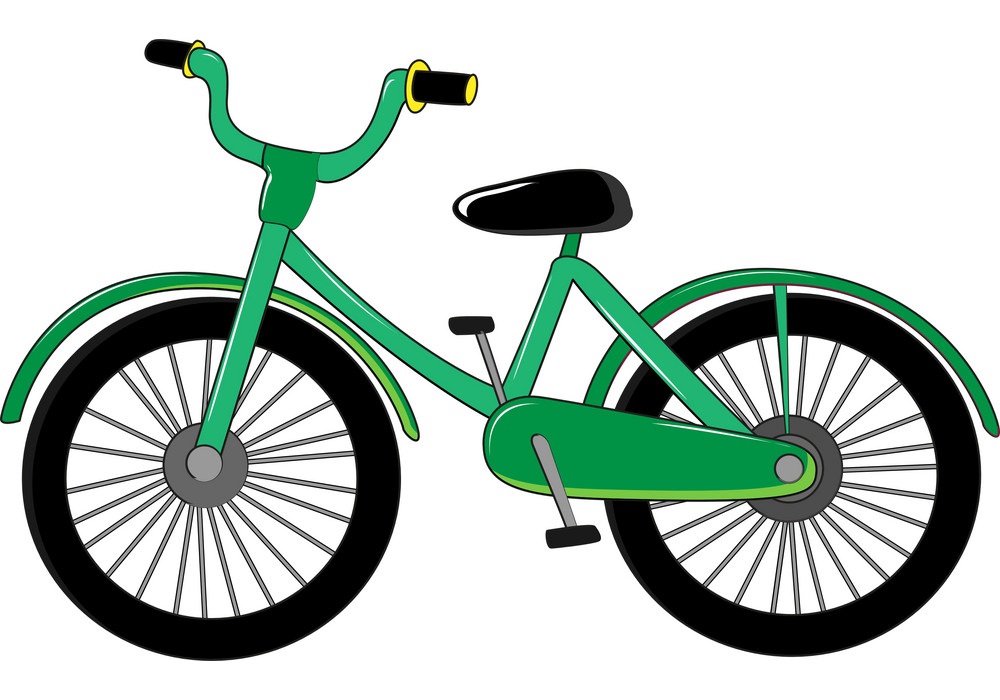小さな緑色の自転車のイラスト