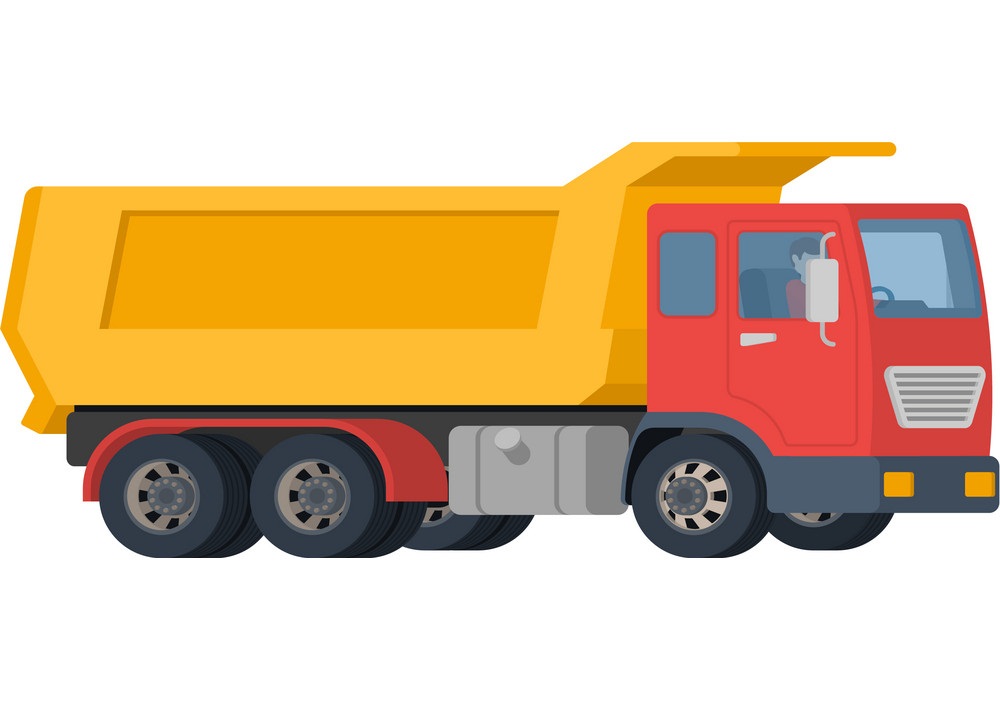 ダンプ トラックを運転する男性のイラスト イラスト