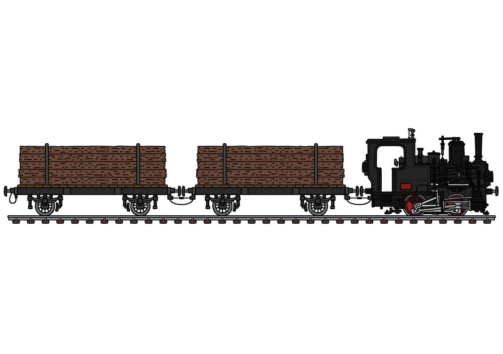 古い小さな木造蒸気機関車のイラスト イラスト