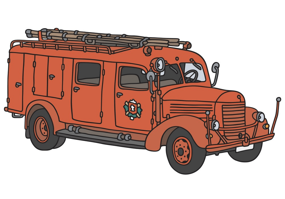 古い消防車のイラストpng イラスト