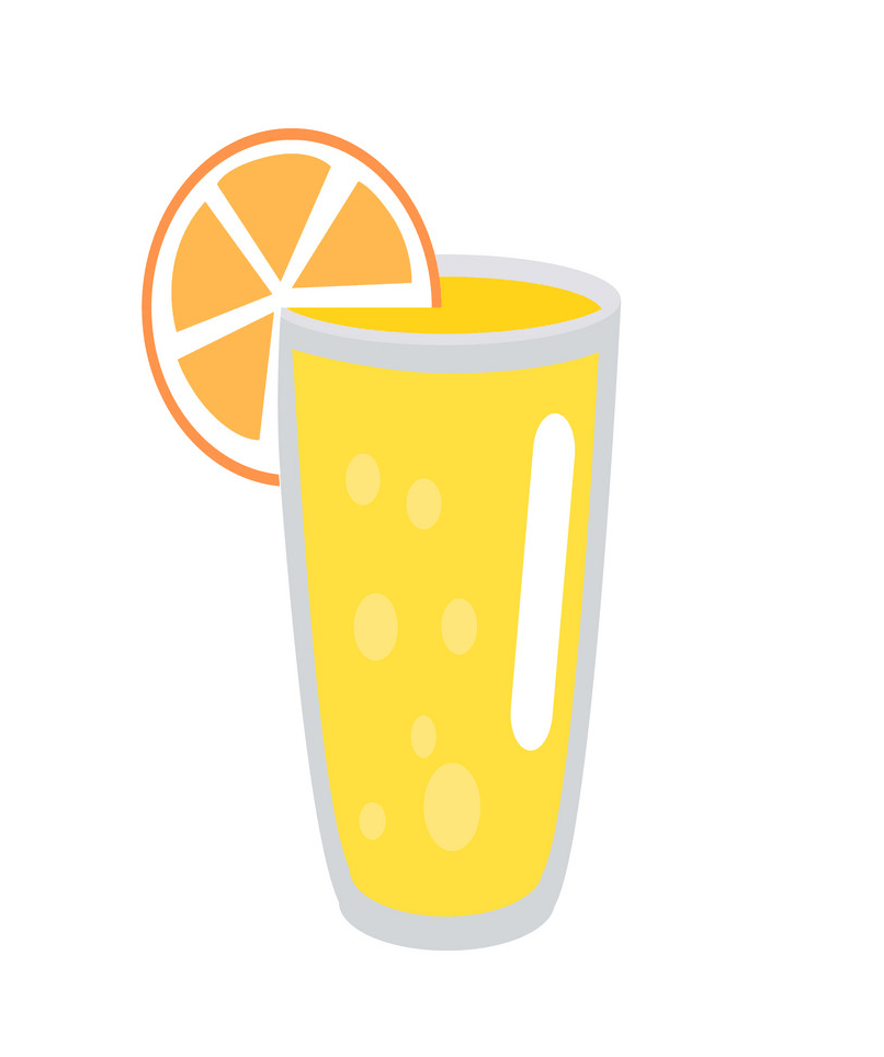 ガラスにオレンジのスライスが入ったレモネードのイラスト PNG イラスト