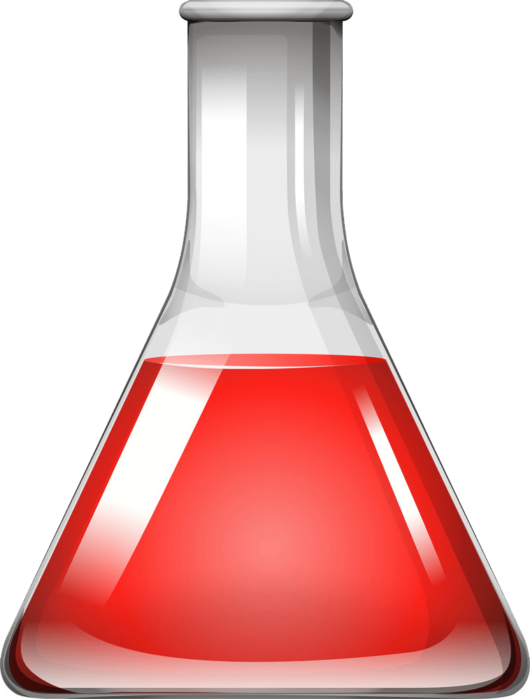 ガラスビーカー内の赤い物質のイラストpng透明 イラスト
