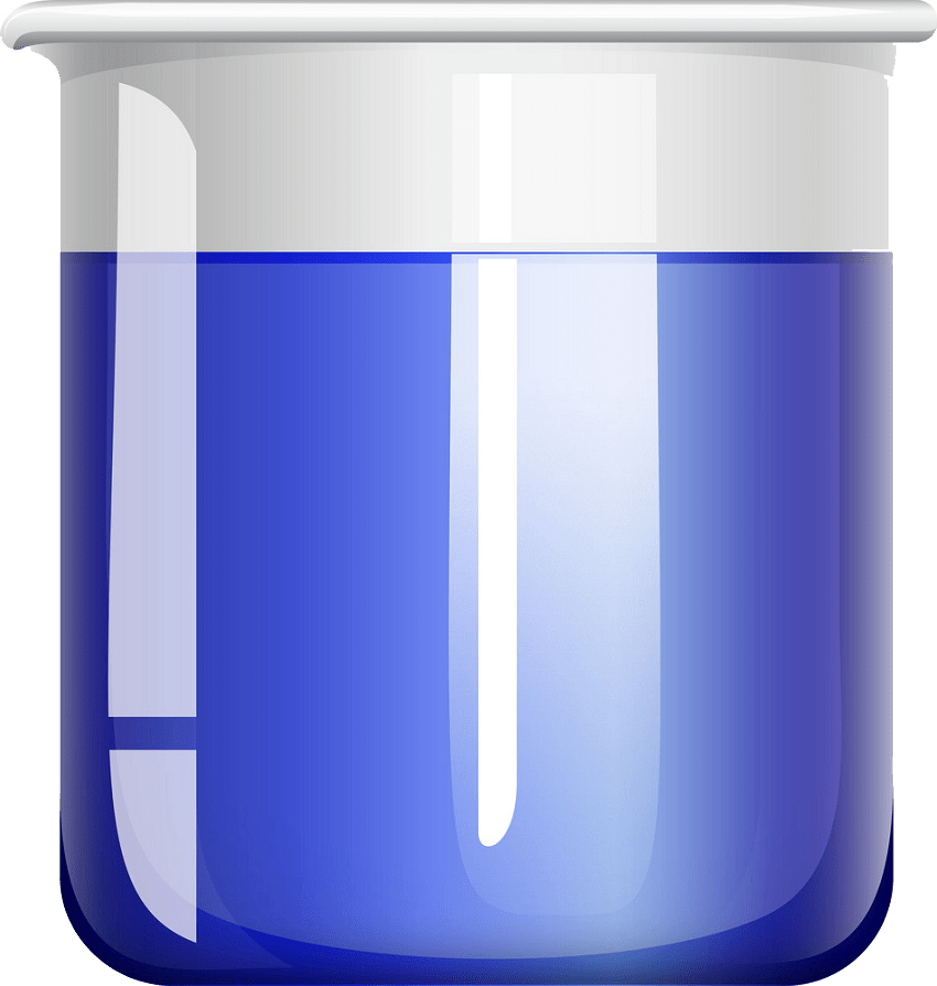 ガラスビーカーの中の青い液体のイラストpng透明 イラスト