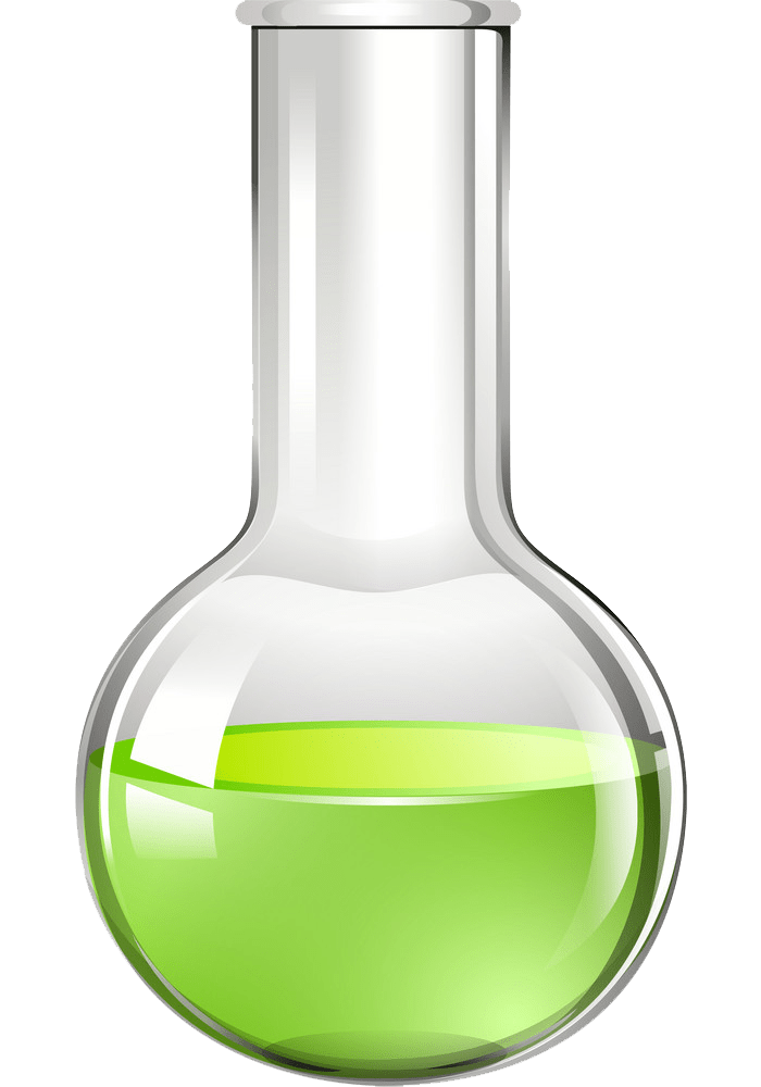 ガラスビーカーの中の緑色の液体のイラストpng透明
