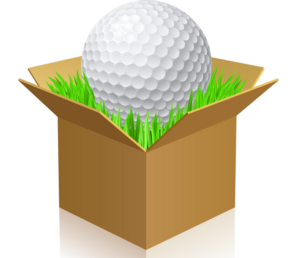 箱に入ったゴルフボールのイラスト イラスト