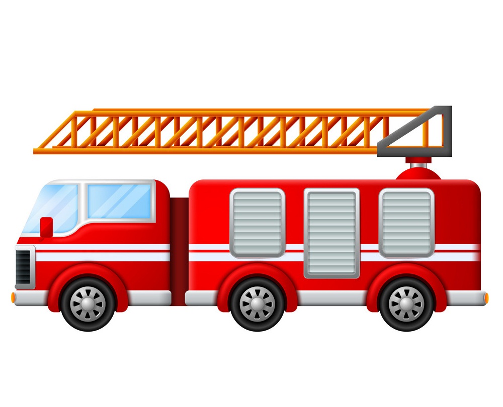 はしごが付いた消防車のイラスト イラスト