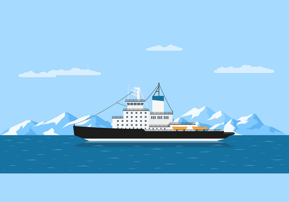 氷山と船のイラスト イラスト