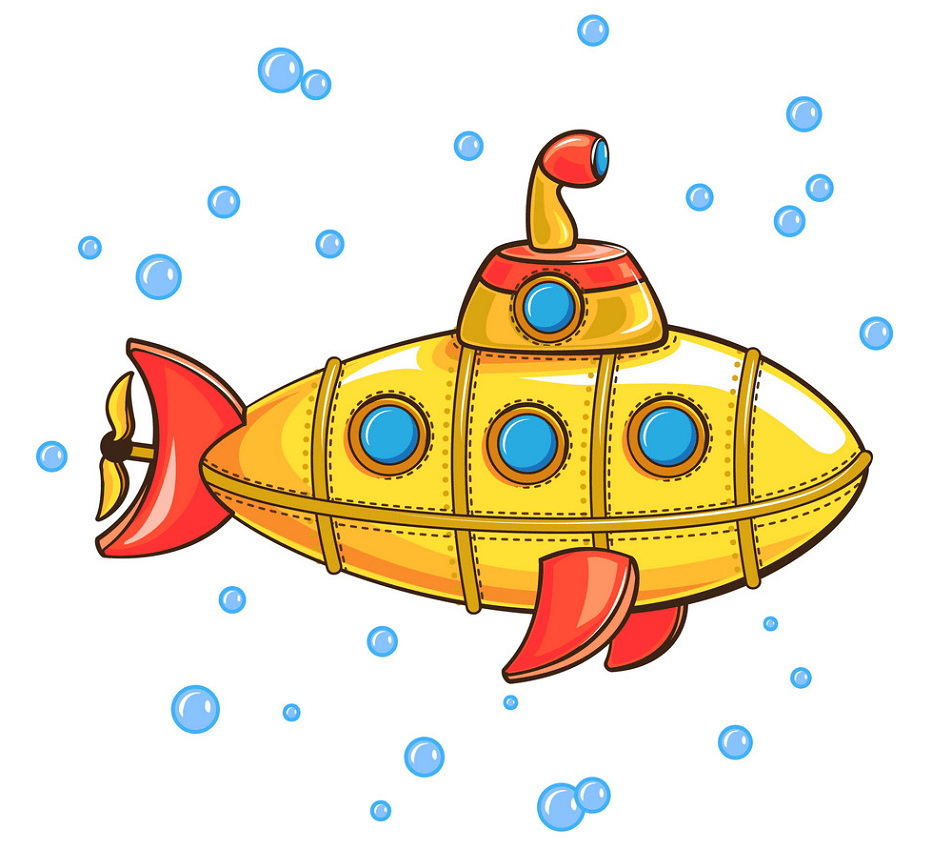 イラスト赤と黄色の潜水艦png