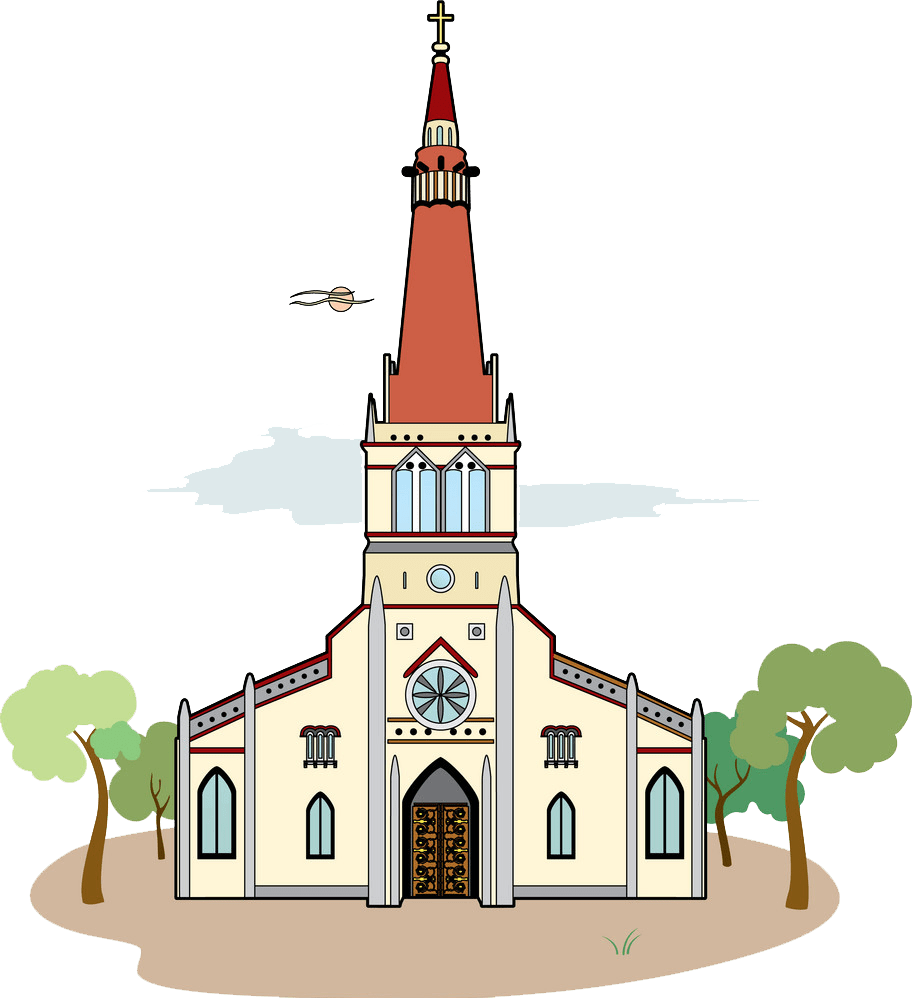 イラスト赤い屋根の教会png透明 イラスト