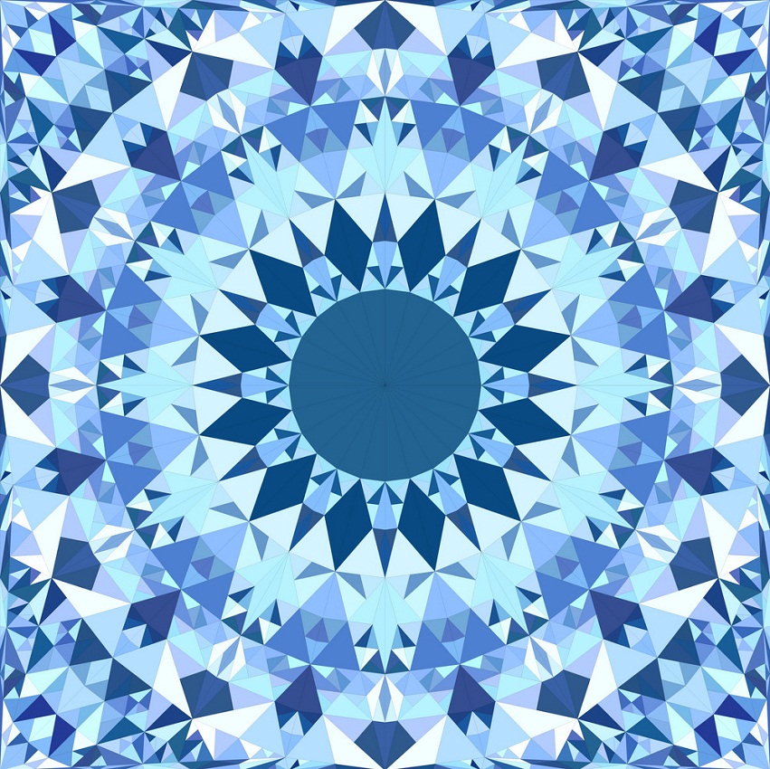 イラスト青のシームレスな万華鏡のパターン