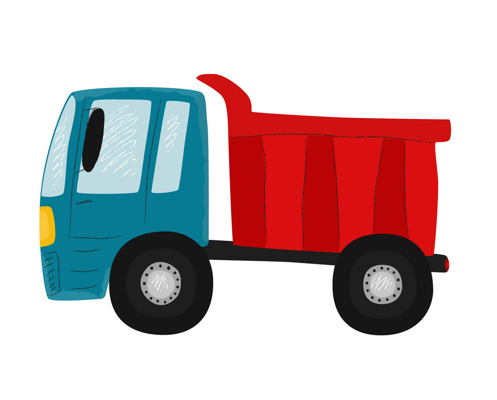 イラスト青と赤のダンプ トラック描画 png